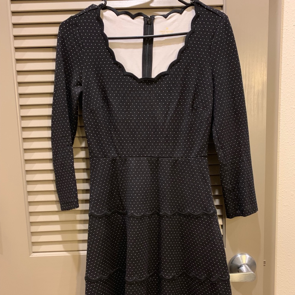 Kate Spade Pin Dot Ponte Scallop Dress-Like New